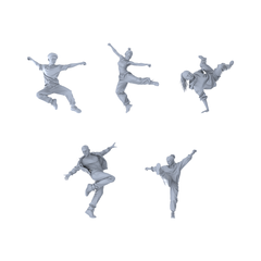 MRY-SFW LYTR554 Modern Street Hip-hop Dancers Pose Group of 5 Miniature Car Diorama Figures Scene Props Accessories Resin 3D Printed Resin Model Kit by SSMODEL