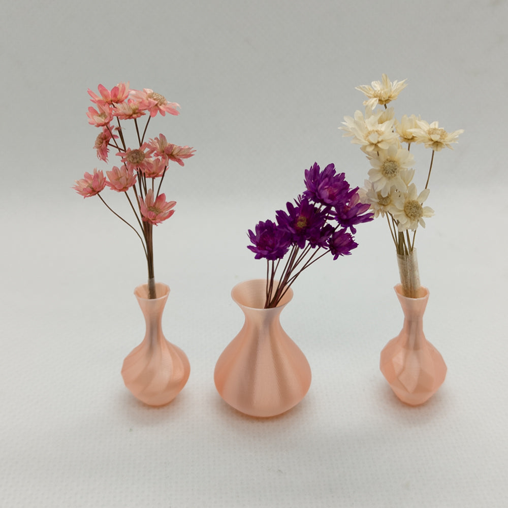 LYTP12401C/E/G/H 1/12 Scale Art Vases Lot of 3 + 3 flowers Dollhouse Miniature Mini Diorama Decor Garden BJD Ornamental
