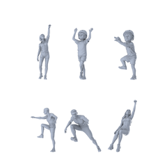 MRY-SFW LYTR680 Modern Sports Jumping Cheering Style Multi-Character Multi-Pose Six-Person Set Miniature Car Diorama Figures Scene Props Accessories Resin 3D Printed Resin Model Kit by SSMODEL