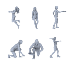 MRY-SFW LYTR732 Modern Frisbee Sports Figure 6 pcs Miniature Car Diorama Figures Scene Props Accessories Resin 3D Printed Resin Model Kit by SSMODEL