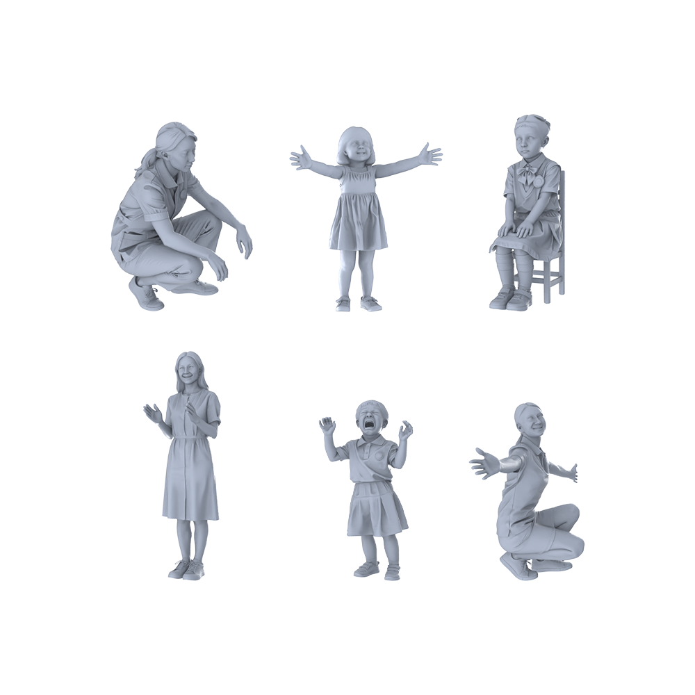 MRY-SFW LYTR524 Modern Preschool Teachers Children Interactive Group of 6 Miniature Car Diorama Figures Scene Props Accessories Resin 3D Printed Resin Model Kit by SSMODEL