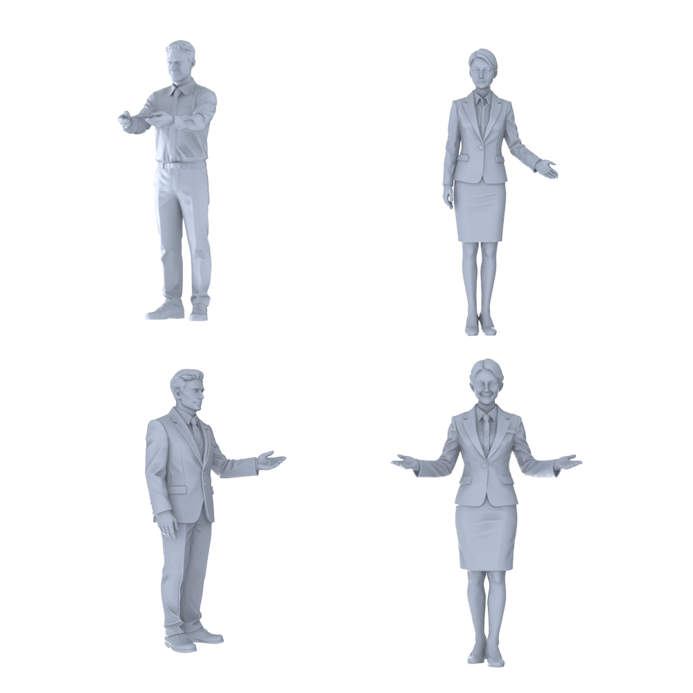 MRY-SFW LYTR697 Modern Figure Office Staff Business 4 pcs Miniature Car Diorama Figures Scene Props Accessories Resin 3D Printed Resin Model Kit by SSMODEL