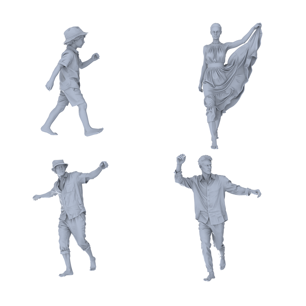 MRY-SFW LYTR719 Modern Beach Dynamic Figure 4 pcs Miniature Car Diorama Figures Scene Props Accessories Resin 3D Printed Resin Model Kit by SSMODEL