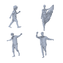 MRY-SFW LYTR719 Modern Beach Dynamic Figure 4 pcs Miniature Car Diorama Figures Scene Props Accessories Resin 3D Printed Resin Model Kit by SSMODEL