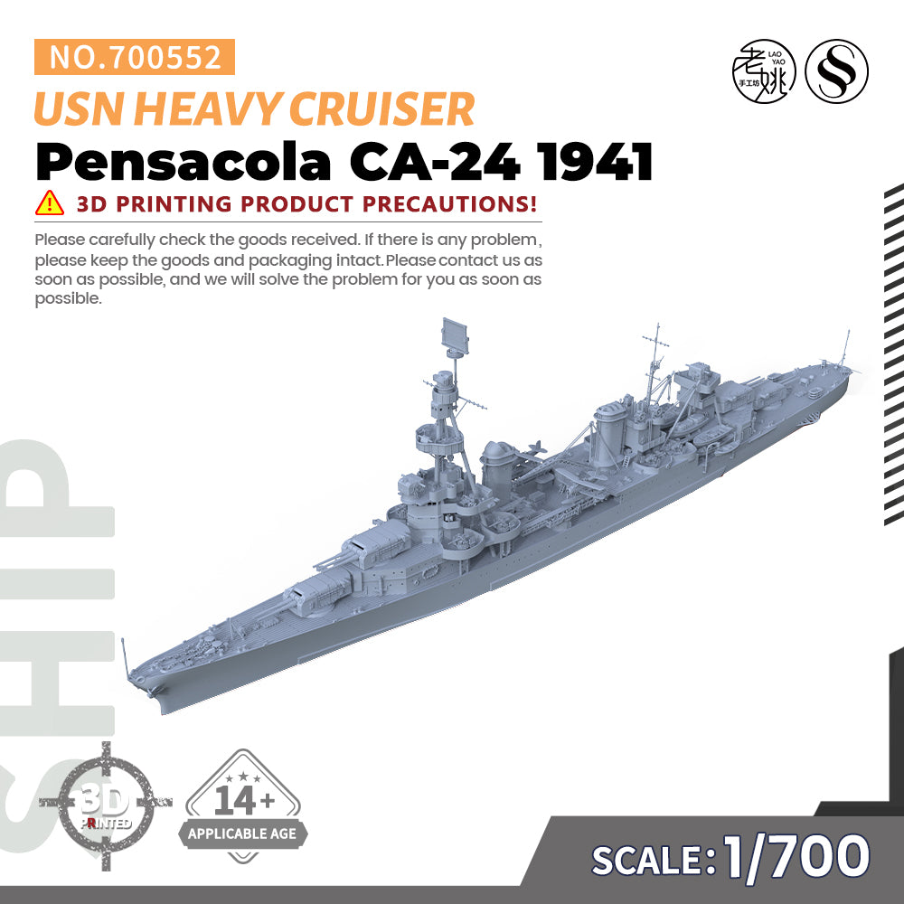 SSMODEL 552 Military Warship Model Kit US Navy Pensacola Heavy Cruiser 1941 CA-24 Main image