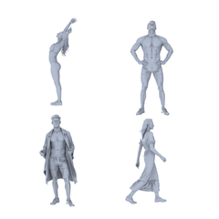 MRY-SFW LYTR745 Modern Casual Pose Figure 4 pcs Miniature Car Diorama Figures Scene Props Accessories Resin 3D Printed Resin Model Kit by SSMODEL