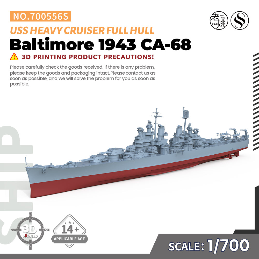 SSMODEL 556S Military Warship Model Kit US Navy Baltimore Heavy Cruiser 1943 CA-68 — scale model kit