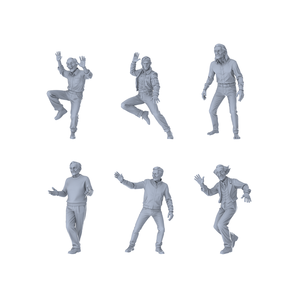 MRY-SFW LYTR505 Modern Elderly Energetic Dance Group of 6  Miniature Car Diorama Figures Scene Props Accessories Resin 3D Printed Resin Model Kit by SSMODEL