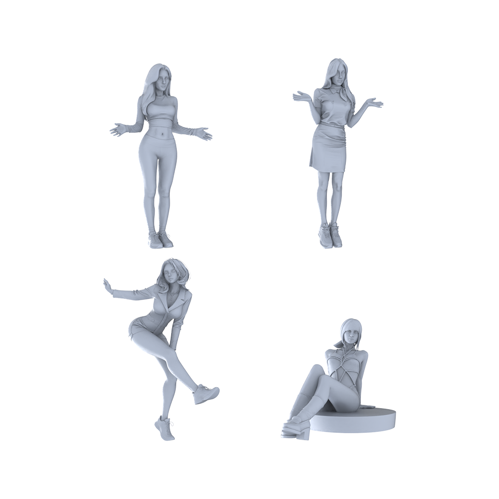 MRY-SFW LYGR176 Beauty 5 Female Warrior Chess Resin White Model War Game Miniature Soldier Scene Character Figure Hand Painted 3D Printed Resin Model Kit by SSMODEL