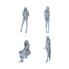 MRY-SFW LYTR434 Urban Chic Quartet 4-Figure Set,  Fashionista, DIY Paintingation Miniature Car Diorama Figures Scene Props Accessories Resin 3D Printed Resin Model Kit by SSMODEL