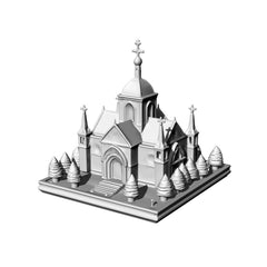 RHMG-192(193) 1/S 1/L Miniature Factory Building Military Car Railroad Track Accessory Props Diorama Scenery Model Ornament Church3