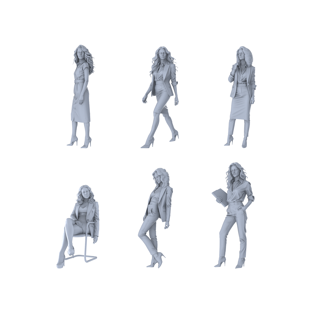 MRY-SFW LYTR528 Modern Urban Business Women Professional Group of 6 Miniature Car Diorama Figures Scene Props Accessories Resin 3D Printed Resin Model Kit by SSMODEL