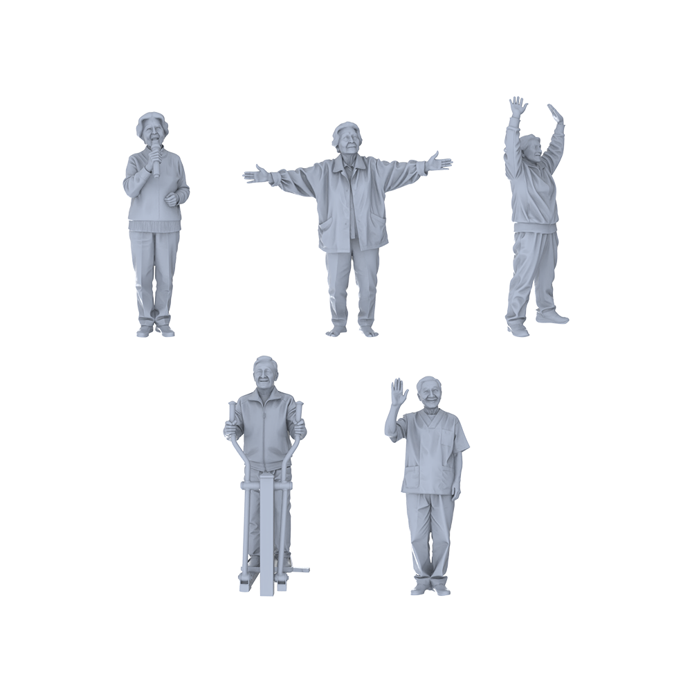 Yao's Studio LYTR182 Nursing Home Daily Life Resin Miniature Model 5-Figure Set, Unpainted Elderly Activity Figures, DIY Painting Scene Decoration Miniatures Diorama Resin Figures 3D Printed Resin Model Kit by SSMODEL