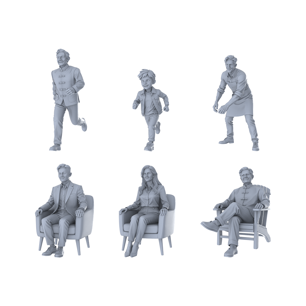 MRY-SFW LYTR384 Diverse Characters 6-Pack, Ideal Life Scenes,s Painting Miniature Car Diorama Figures Scene Props Accessories Resin 3D Printed Resin Model Kit by SSMODEL