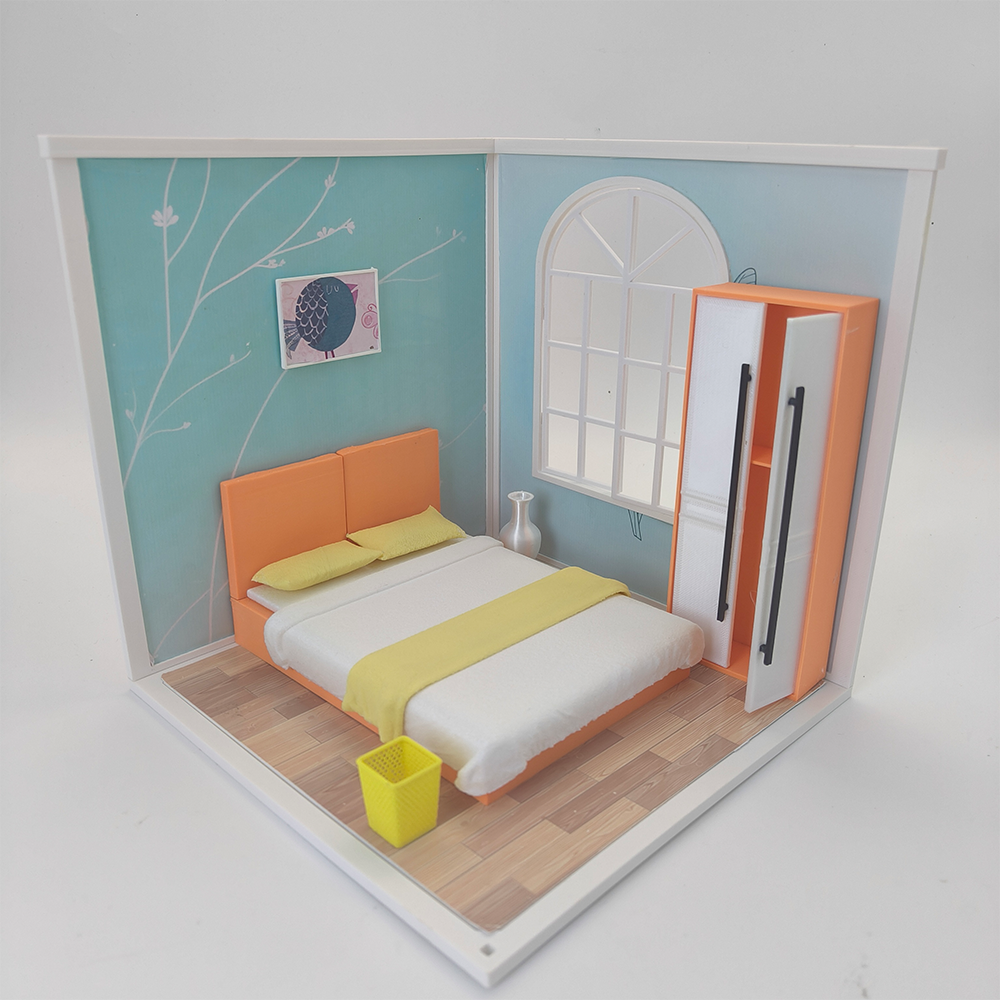 LYTP121001 1/12 Spring Kissed Moments Spring bedroom 3D Printing DIY Miniature Scenes Dollhouse Creative Decorations Desktop Scenarios Mini Models 12-Inch BJD OB Doll — scale model kit