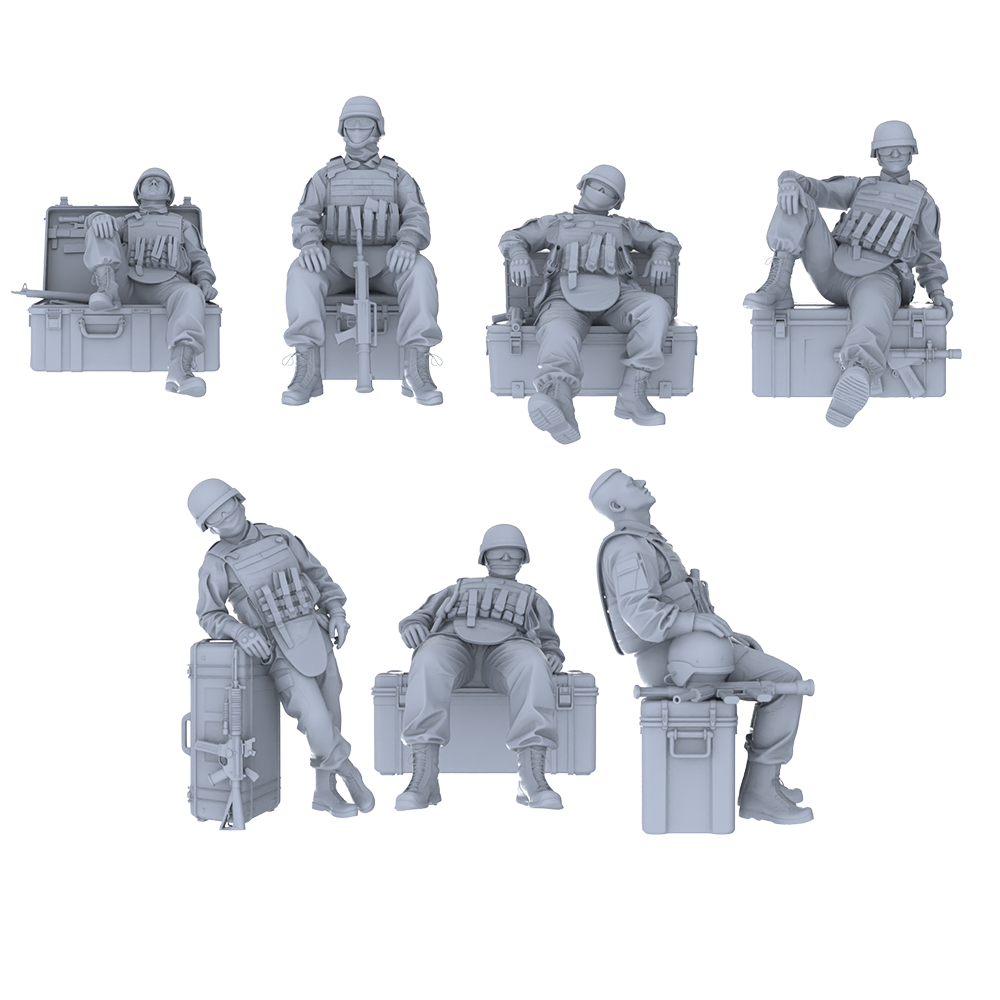 MRY-SFW LYGR497 Modern Ukrainian Army Seven-Person Rest 3D Printed Resin Model Kit by SSMODEL