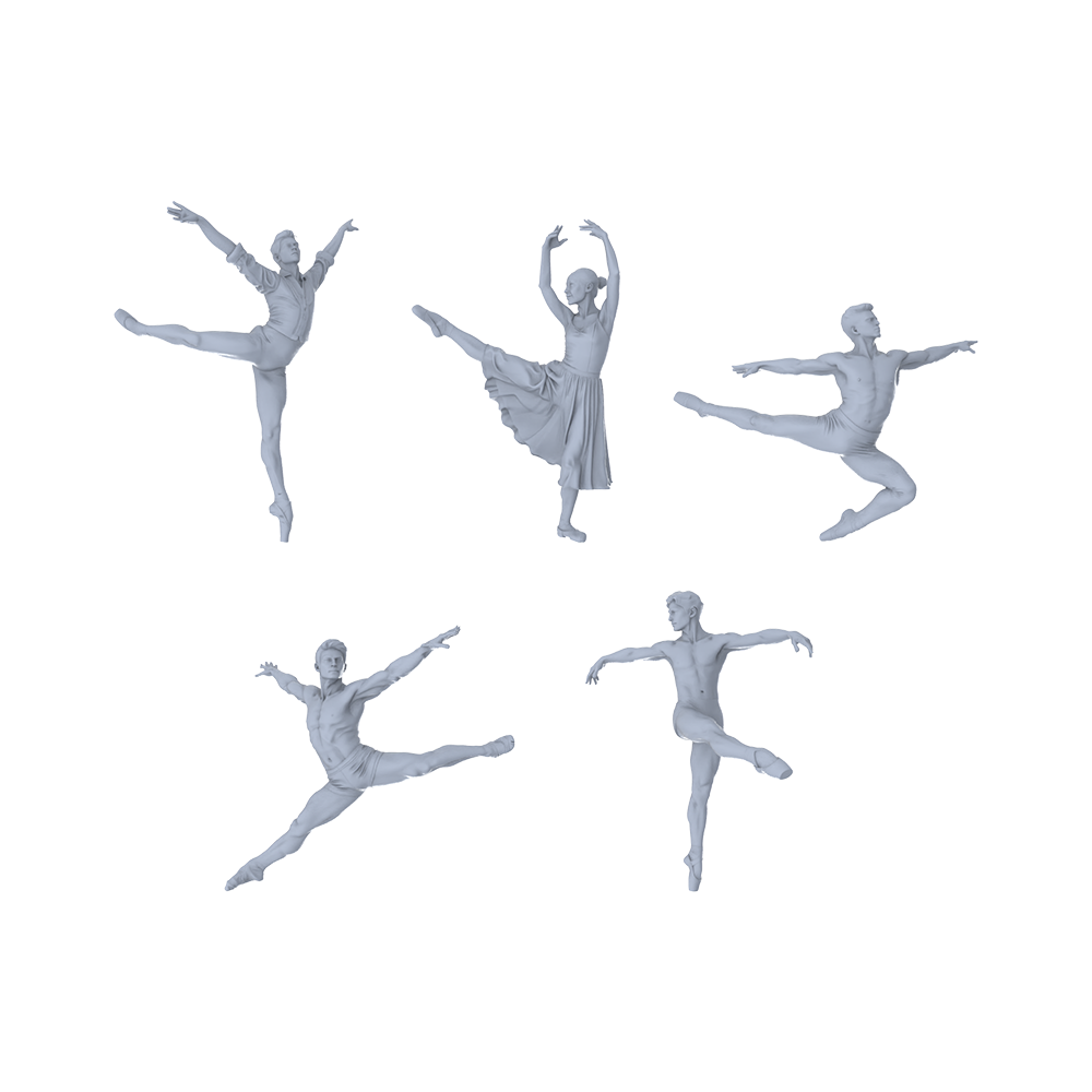 MRY-SFW LYTR548 Modern Stage Ballet Dancers Pose Group of 5 Miniature Car Diorama Figures Scene Props Accessories Resin 3D Printed Resin Model Kit by SSMODEL