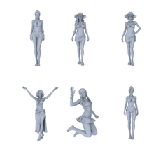 MRY-SFW LYTR729 Modern Beach Swimsuit Female 6 pcs Miniature Car Diorama Figures Scene Props Accessories Resin 3D Printed Resin Model Kit by SSMODEL