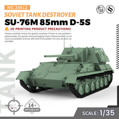 SSMODEL 612 Military Model Kit Soviet SU-76M 85mm D-5S Tank Destroyer 3D Printed Resin Model Kit by SSMODEL