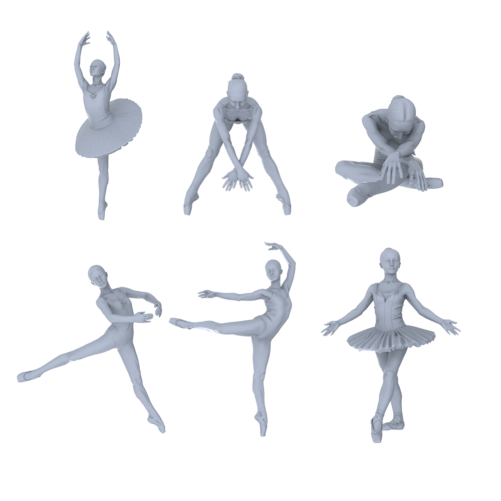 MRY-SFW LYTR749 Modern Ballet Pose Figure 6 pcs Miniature Car Diorama Figures Scene Props Accessories Resin 3D Printed Resin Model Kit by SSMODEL