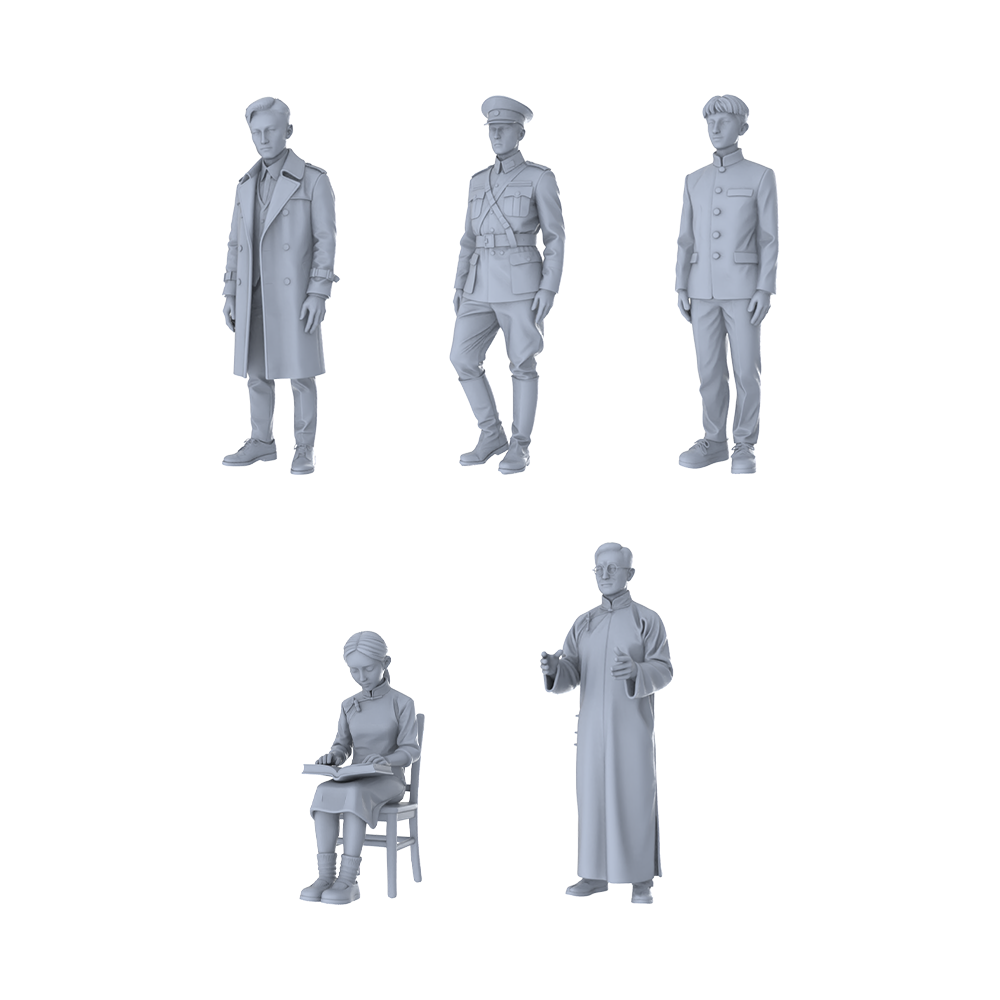 MRY-SFW LYTR357  Republic of China Era Quintet 5-Figure Set,  Republican Era, DIY Paintingation Miniature Car Diorama Figures Scene Props Accessories Resin 3D Printed Resin Model Kit by SSMODEL
