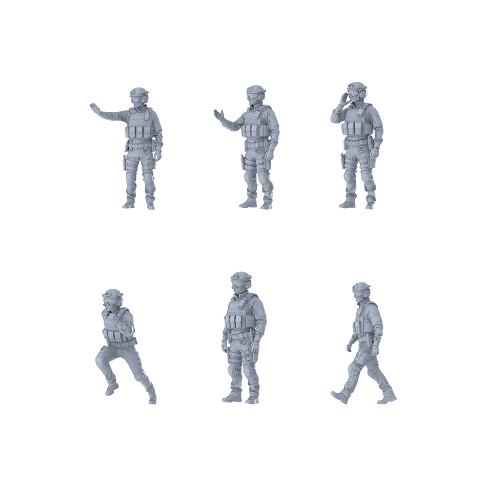 MRY-SFW LYGR403 Modern American SWAT Six-Person Daily Routine 3D Printed Resin Model Kit by SSMODEL