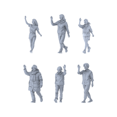MRY-SFW LYTR683 Modern Waving Greeting Style Female Multi-Pose Six-Person Set Miniature Car Diorama Figures Scene Props Accessories Resin 3D Printed Resin Model Kit by SSMODEL