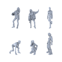 MRY-SFW LYTR512 Modern Street Trend Women Cool Group of 6 Miniature Car Diorama Figures Scene Props Accessories Resin 3D Printed Resin Model Kit by SSMODEL