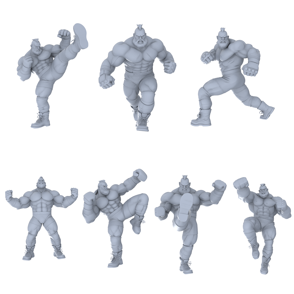 MRY-SFW LYGR470 Modern Strong Muscular Men Seven-Person Battle Move 3D Printed Resin Model Kit by SSMODEL