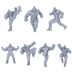MRY-SFW LYGR470 Modern Strong Muscular Men Seven-Person Battle Move 3D Printed Resin Model Kit by SSMODEL