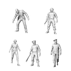 MRY-SFW LYGR309 3D Printed Police Station Zombie Figures Set - Patrol SWAT Female Officer Detective Auxiliary Police Unpainted Model Kit 3D Printed Resin Model Kit by SSMODEL