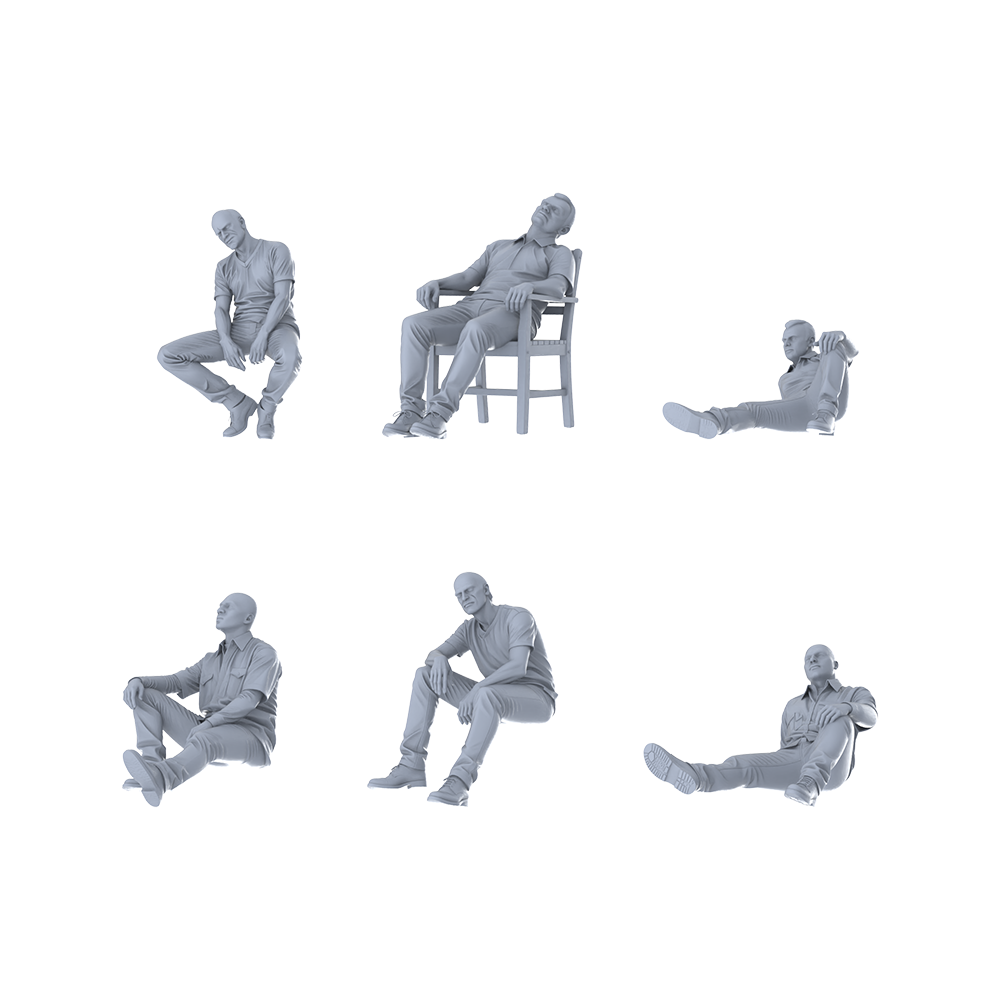 MRY-SFW LYGR254 Modern urban armed six-man group rest 3D Printed Resin Model Kit by SSMODEL