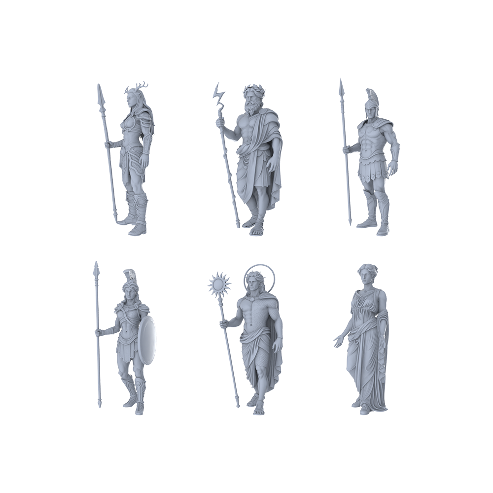 MRY-SFW LYTR471 Ancient Greek Mythology Deities Pantheon Group of 6 Miniature Car Diorama Figures Scene Props Accessories Resin 3D Printed Resin Model Kit by SSMODEL