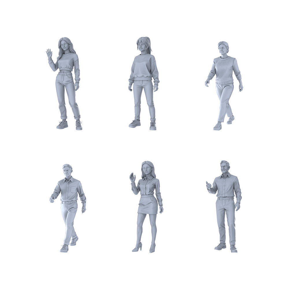 Yao's Studio LYTR278  Unpainted Miniature 6-Piece Urban Figures Set, Ideal for Street Scene & Painting Miniatures Diorama Resin Figures 3D Printed Resin Model Kit by SSMODEL