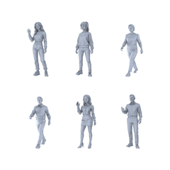 Yao's Studio LYTR278  Unpainted Miniature 6-Piece Urban Figures Set, Ideal for Street Scene & Painting Miniatures Diorama Resin Figures 3D Printed Resin Model Kit by SSMODEL