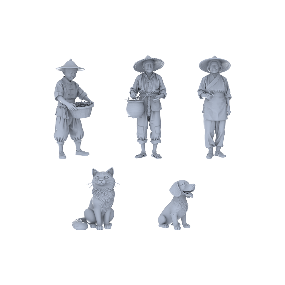 Yao's Studio LYTR170 Food Service Staff Resin Miniature Model 4-Figure Set, Unpainted Restaurant Worker Figures, DIY Painting Scene Decoration Miniatures Diorama Resin Figures 3D Printed Resin Model Kit by SSMODEL