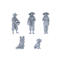 Yao's Studio LYTR170 Food Service Staff Resin Miniature Model 4-Figure Set, Unpainted Restaurant Worker Figures, DIY Painting Scene Decoration Miniatures Diorama Resin Figures 3D Printed Resin Model Kit by SSMODEL