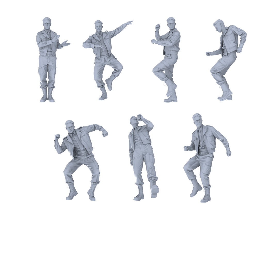 MRY-SFW LYGR511 WWII U.S. Army Seven-Person Singing and Dancing Group 3D Printed Resin Model Kit by SSMODEL