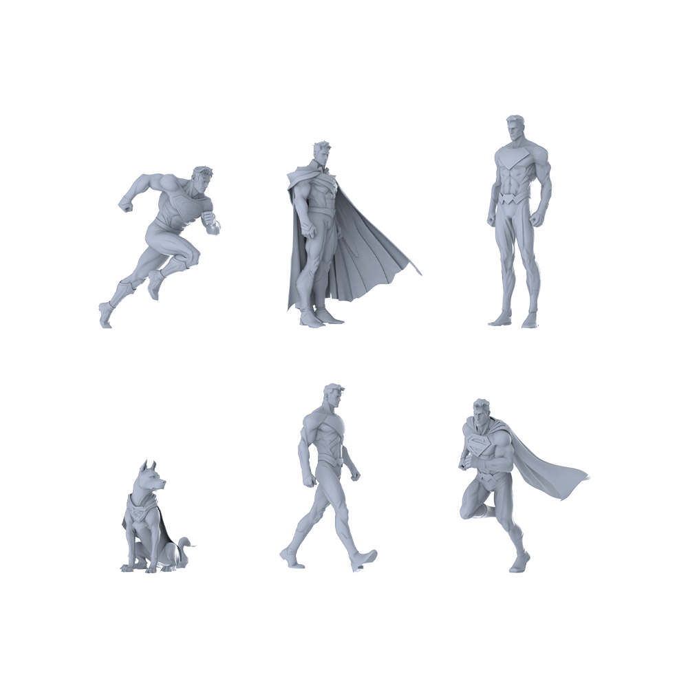 MRY-SFW LYGR259 Modern tight-fitting costume cape men six-man group basic movements 3D Printed Resin Model Kit by SSMODEL