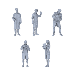 Yao's Studio LYTR183  Lab Experiment Figures Resin Miniature Model 5-Figure Set, Unpainted Lab Work Figures, DIY Painting Scene Decoration Miniatures Diorama Resin Figures 3D Printed Resin Model Kit by SSMODEL