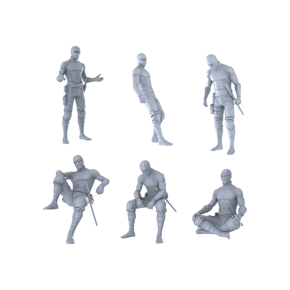 MRY-SFW LYGR211 Ninja daily action 2 war flag resin white mold theme war game miniature soldier scene figure hand model hand painting 3D Printed Resin Model Kit by SSMODEL