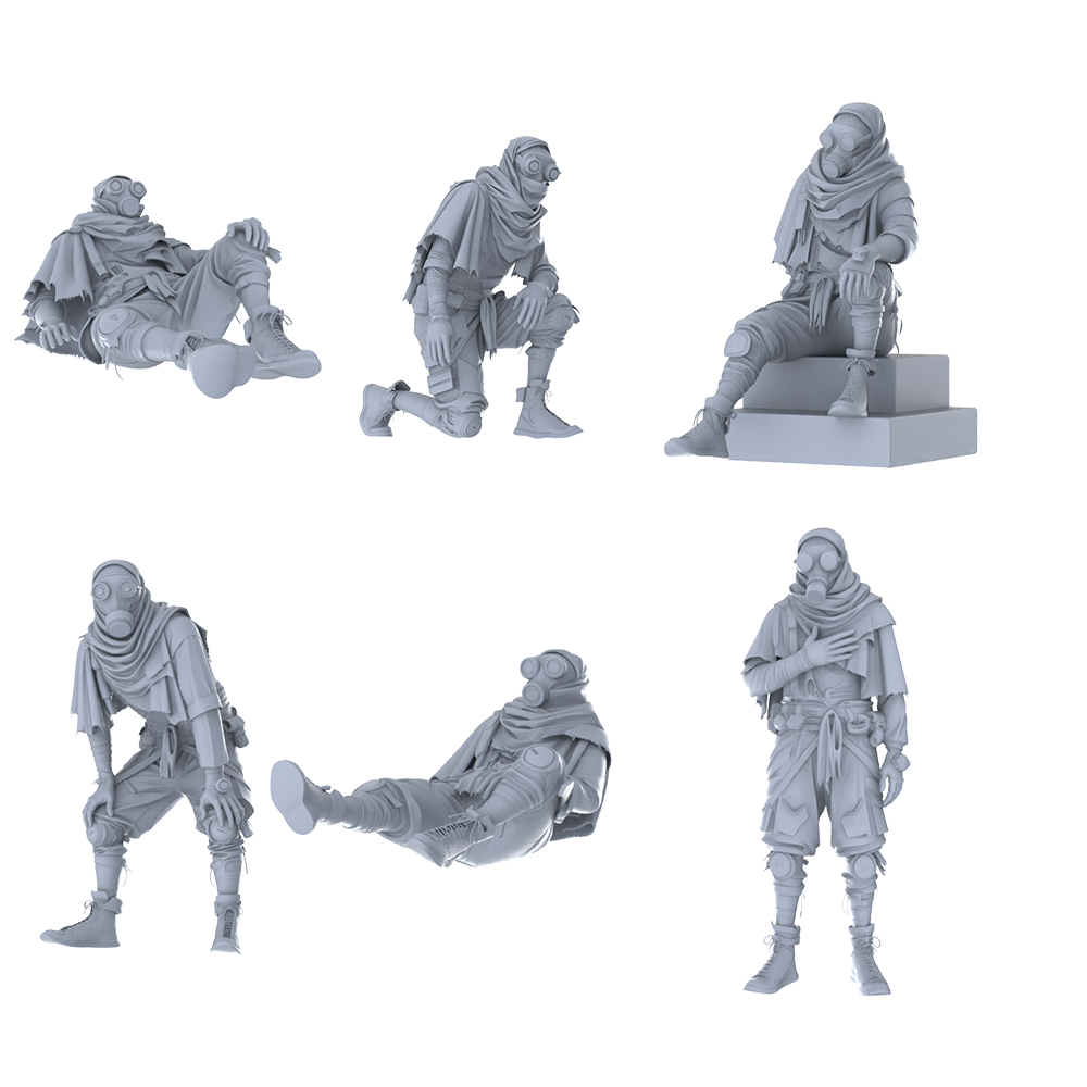 MRY-SFW LYGR479 Sci-Fi Post-Apocalyptic Scavenger Six-Person Daily Routine 2 3D Printed Resin Model Kit by SSMODEL