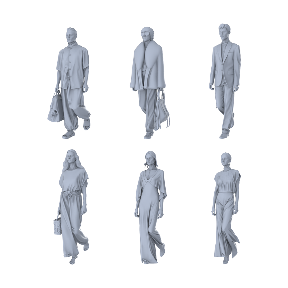 MRY-SFW LYTR459 Modern Urban Fashions Street Style Ensemble 6-Piece Set 3D Printed Resin Model Kit by SSMODEL