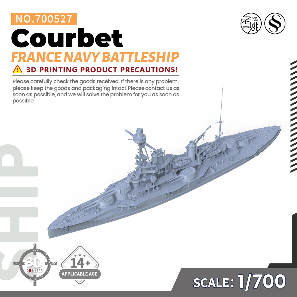 SSMODEL 527 Military Warship Model Kit France Navy Courbet Battleship Main image