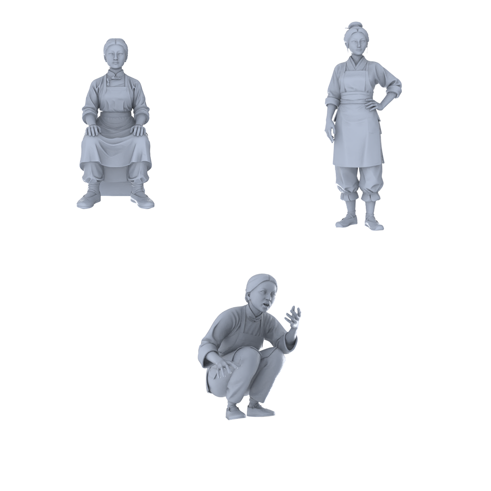 MRY-SFW LYTR687 Modern Figure Cook Food Service 3 pcs Miniature Car Diorama Figures Scene Props Accessories Resin 3D Printed Resin Model Kit by SSMODEL