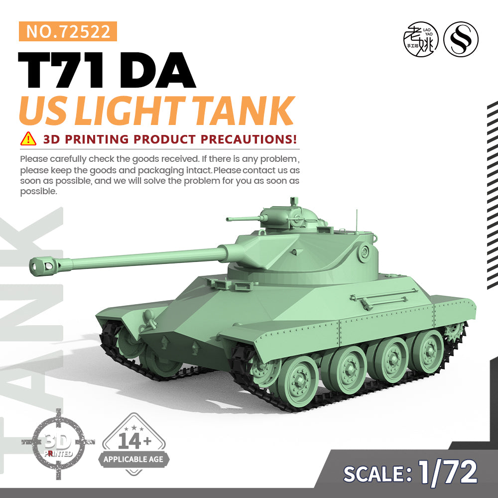 SSMODEL 522 Military Armoured Model Kit US T71 DA Light Tank — scale model kit