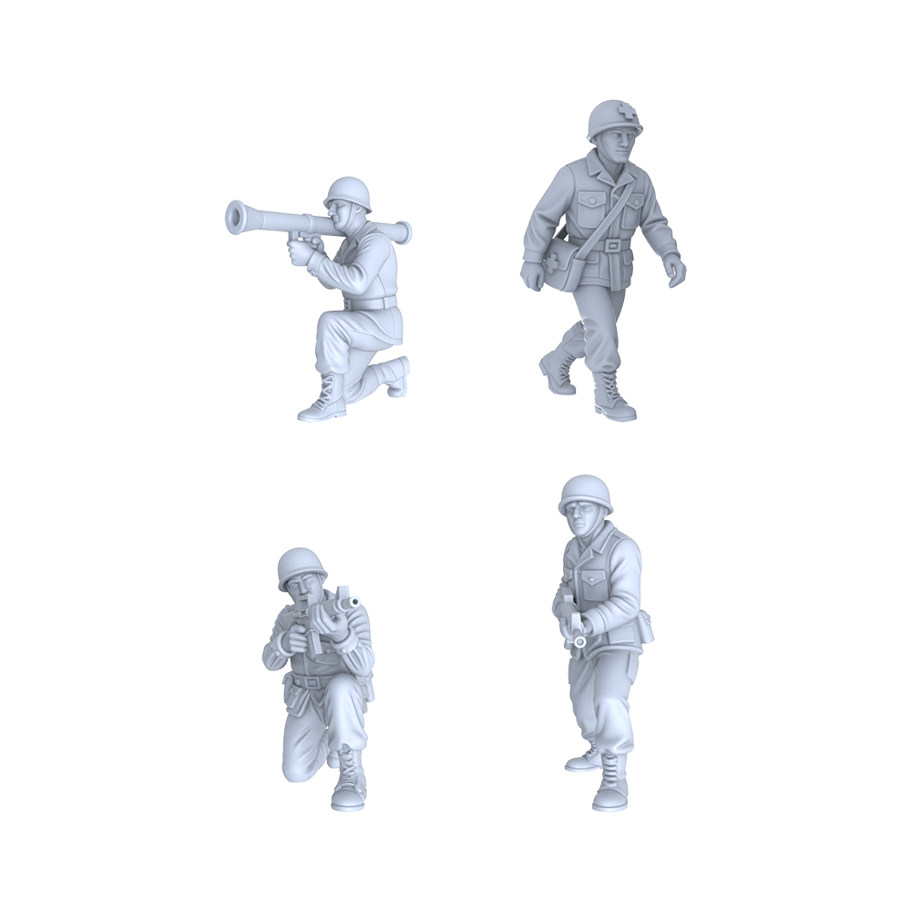 MRY-SFW LYGR136 WWII US Army Team Wargame Resin White Model Wargame Miniature Soldier Scene Character Hand Figure Hand Painted 3D Printed Resin Model Kit by SSMODEL