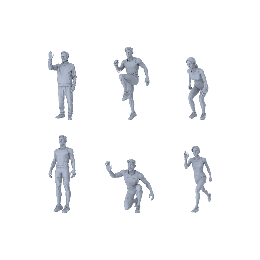Yao's Studio LYTR325  Unpainted Track & Field Miniatures 6-Pack | For Sports Diorama & Hobby Painting Miniatures Diorama Resin Figures 3D Printed Resin Model Kit by SSMODEL