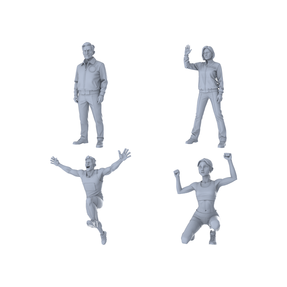 Yao's Studio LYTR326 Unpainted Sports Victory Miniatures 4-Pack | For Award Diorama & Hobby Painting Miniatures Diorama Resin Figures 3D Printed Resin Model Kit by SSMODEL
