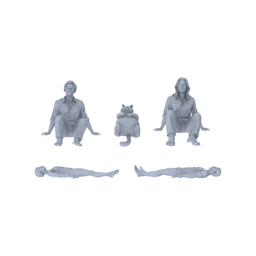 Yao's Studio LYTR177  Unpainted Lazy Rest Resin Miniature Figure & Pet 5-Piece Set, Hand-Painting Models for Versatile Diorama Building Miniatures Diorama Resin Figures 3D Printed Resin Model Kit by SSMODEL